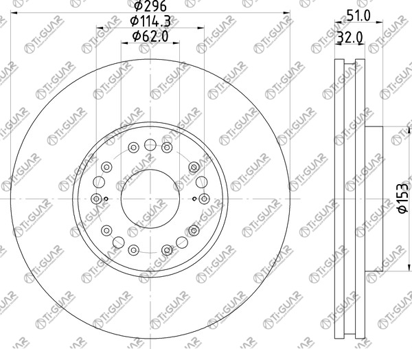 Диск тормозной левый TG-BDP0018/43512-53010 *Ti•GUAR (перфорированный)